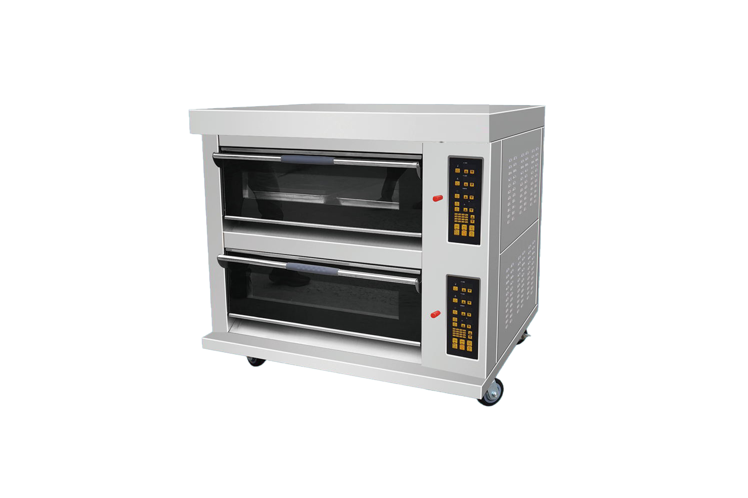 Electric oven with two tiers and four trays